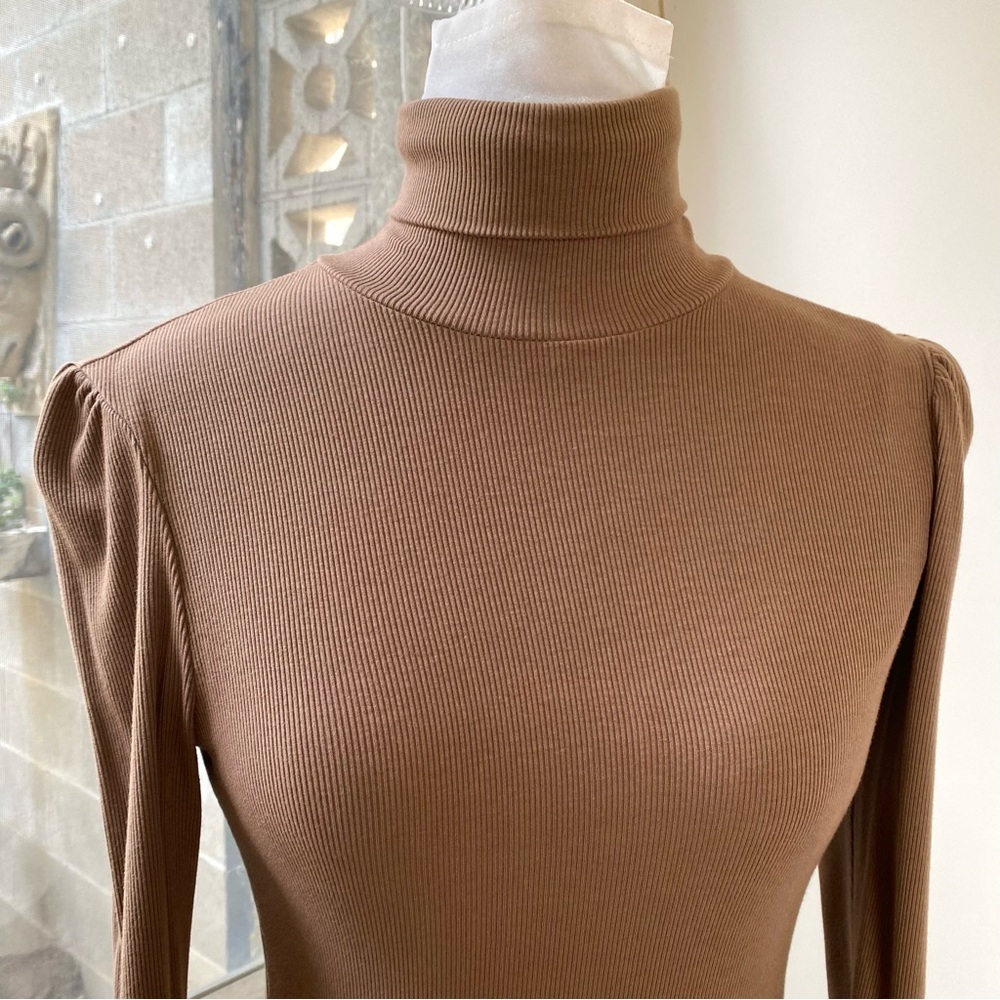Sundry Ribbed 2 Piece Top Set, Puff Sleeve Turtleneck XS + Fitted Tee S NWT - Picture 3 of 15